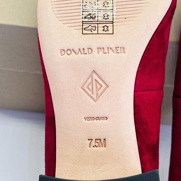 Donald Pliner Dreww Pump Size 7.5M Bordeaux Suede Croco Heel Comfort Show - Picture 16 of 16